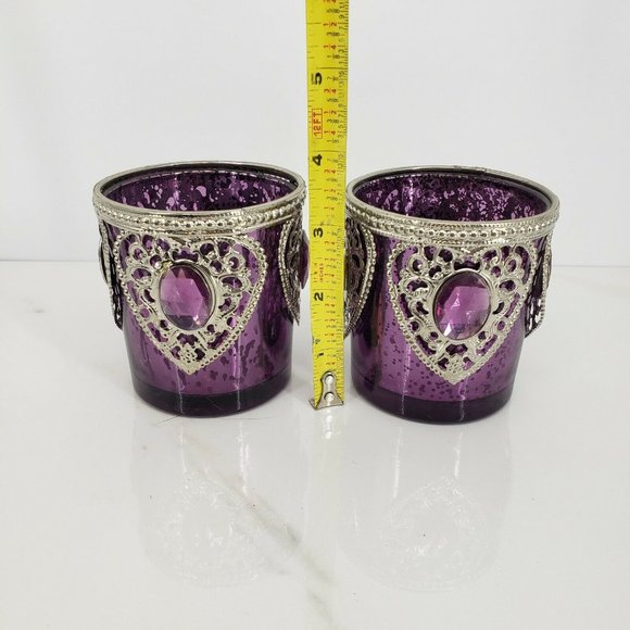 Set Of 2 Jewel Embellished Colorful Votives - Picture 2 of 4